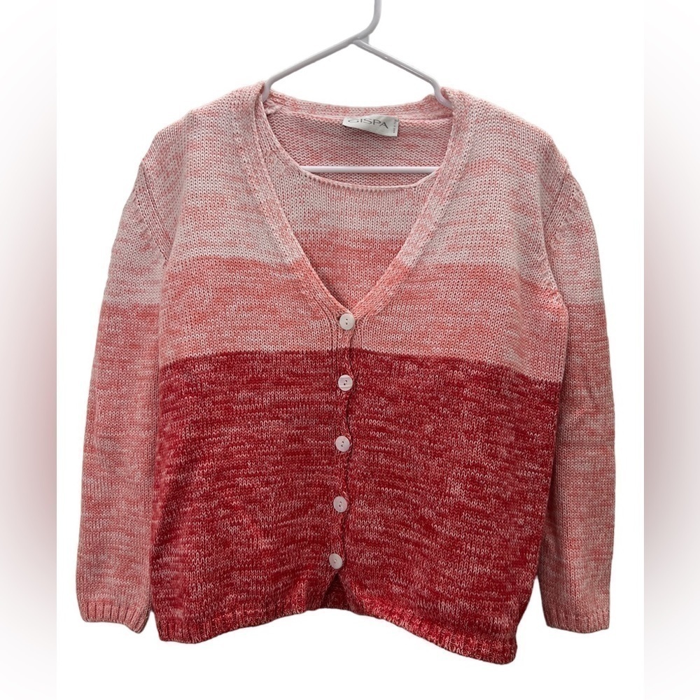 Gispa Italian Knit Pink Ombré Cardigan Tank Set Size L